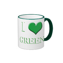 I Love Green Coffee Mugs