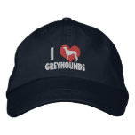 I Love Greyhounds Dark embroidered hats