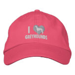 I Love Greyhounds Pink embroidered hats
