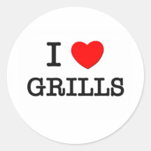 I Love Grills Round Stickers