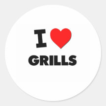 I Love Grills Round Stickers
