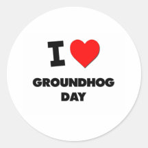 I Love Groundhog Day Round Stickers