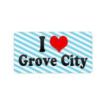 I Love Grove City, United States Address Label
