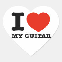 I love guitars heart sticker