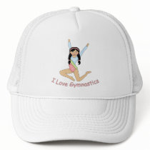 I Love Gymnastics Black Hair Mesh Hats