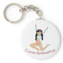 I Love Gymnastics Black Hair Key Chain