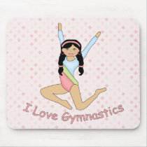 I Love Gymnastics Black Hair Mouse Pads