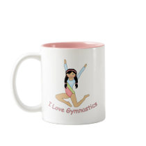 I Love Gymnastics Black Hair Coffee Mugs