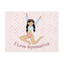 I Love Gymnastics Black Hair Post Cards