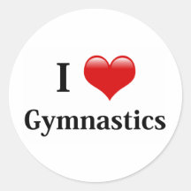 I Love Gymnastics Round Sticker