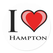 I Love Hampton Round Stickers