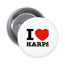 I Love harps Button