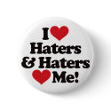 I Love Haters and Haters Love Me buttons