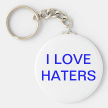 I Love Haters key chain blue