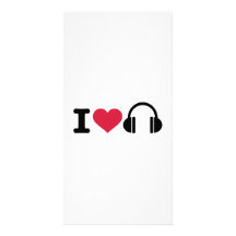 I love headphones music photo card