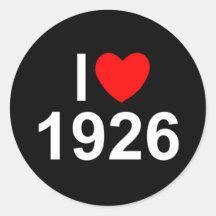 I Love (Heart) 1926 Round Sticker