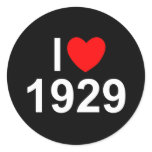 I Love (Heart) 1929 Round Sticker