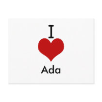 I Love (heart) Ada Post Cards