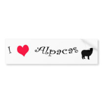I Love (heart) Alpacas Bumper Sticker