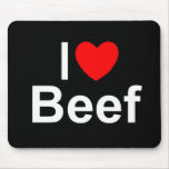 I Love (Heart) Beef Mousepads
