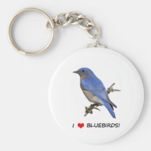 I Love (heart) Bluebirds Keychain