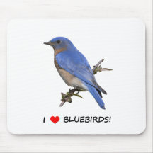I Love (heart) Bluebirds Mouse Pads