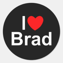 I Love (Heart) Brad Round Stickers