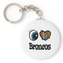 I Love (Heart) Broncos Keychain