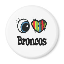 I Love (Heart) Broncos Refrigerator Magnets
