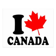 I Love Heart Canada Post Card