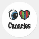 I Love (Heart) Canaries Round Stickers
