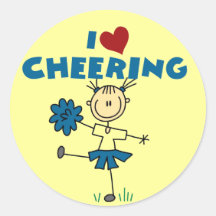 I Love (Heart) Cheering Round Sticker
