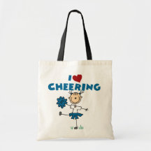 I Love (Heart) Cheering Tote Bags