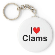 I Love (Heart) Clams Key Chains