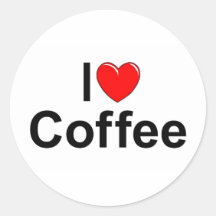 I Love (Heart) Coffee Round Stickers