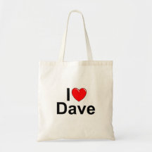 I Love (Heart) Dave Canvas Bags