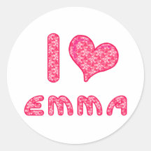 i love / heart emma sticker sheet for Emma lovers
