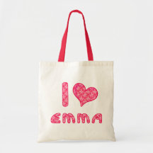 i love / heart emma tote bag for Emma lovers