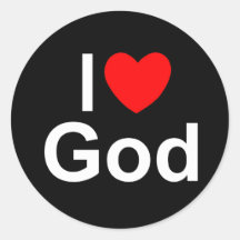 I Love (Heart) God Round Sticker