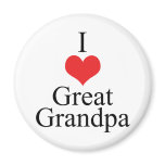 I Love (Heart) Great Grandpa Refrigerator Magnet