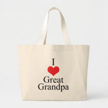 I Love (Heart) Great Grandpa Tote Bags