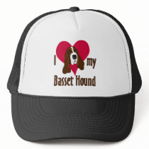 I Love [heart] my Basset Hound Mesh Hats