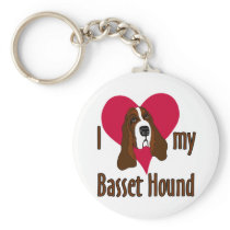 I Love [heart] my Basset Hound Key Chain