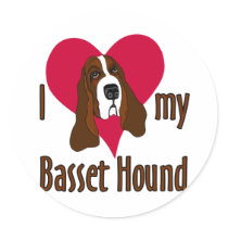 I Love [heart] my Basset Hound Sticker