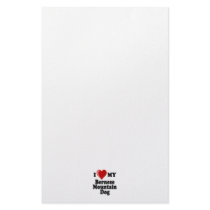 I Love (Heart) My Bernese Mountain Dog Custom Stationery
