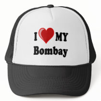 I Love (Heart) My Bombay Cat Hats