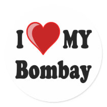 I Love (Heart) My Bombay Cat Stickers