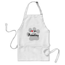 I Love (Heart) My Bombay Pawprint Aprons