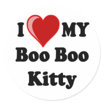 I Love (Heart) My Boo Boo Kitty Cat Round Sticker