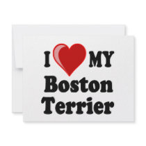 I Love (Heart) My Boston Terrier Dog Custom Announcement